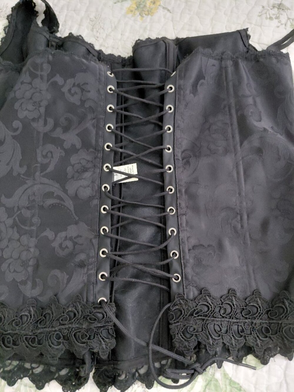 Vintage Fredericks Black Satin Corset Size 38
